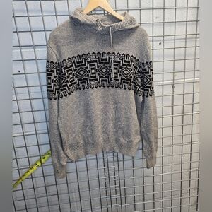 Gray and Black Patterned Hoodie